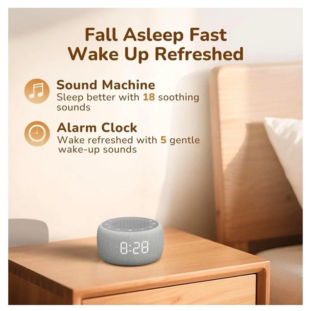 Buffbee Alarm Clock With Sound Machine For Bedroom